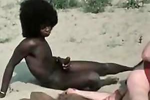 Hairy Retro Brunette Gets Fucked In An Outdoor Interracial Gangbang